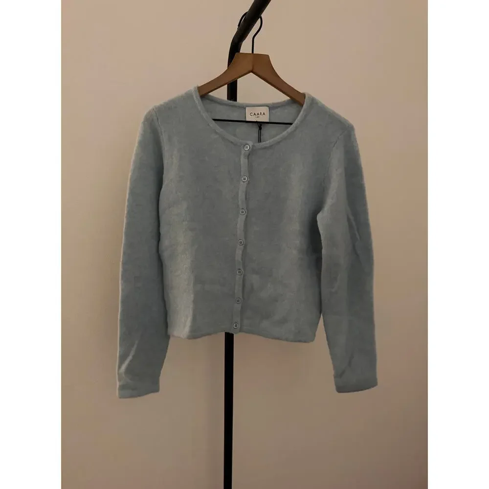 New NWT CAARA Marielle light blue wool Cardigan $172 Sz XS